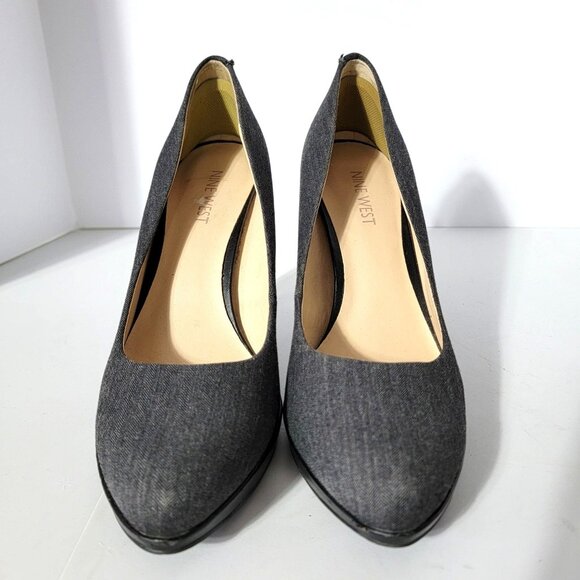 Nine West Womens Size 8 M Stiletto Pumps Dark Gray Hounds Tooth Fabric - Picture 7 of 10